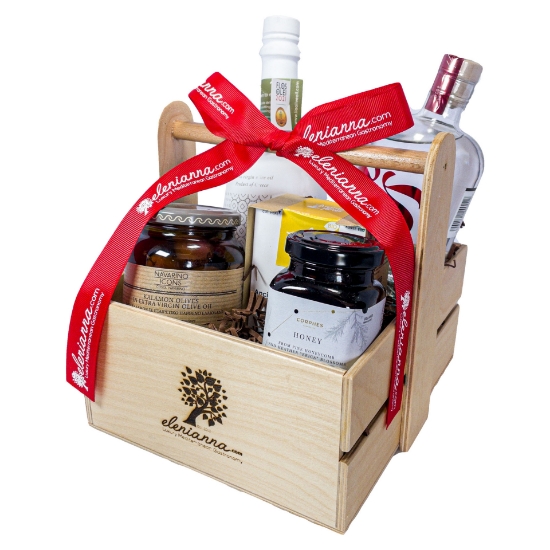 Greek Treasures  Wooden Gift Basket