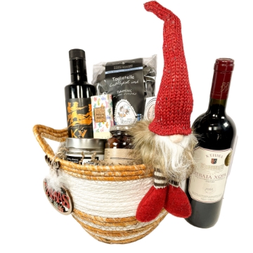 Traditional Christmas Greek Wicker Gift Basket  Traditional Christmas Greek Wicker Gift Basket