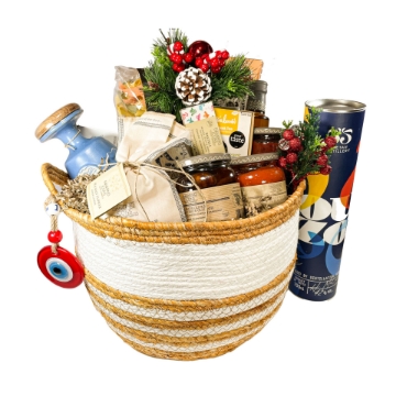 Touch of Greece Christmas Wicker Gift basket Touch of Greece Christmas Wicker Gift basket