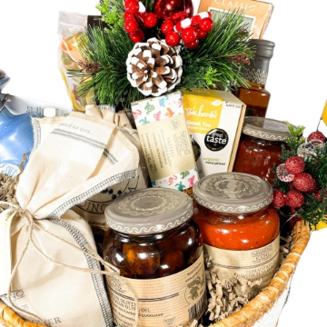 Touch of Greece Christmas Wicker Gift basket Touch of Greece Christmas Wicker Gift basket