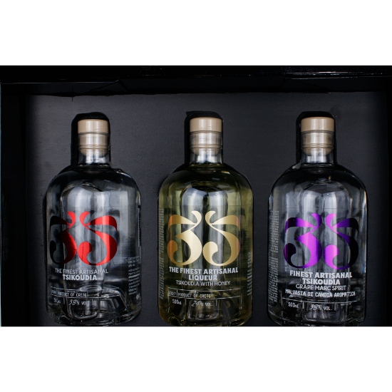 Premium artisanal Cretan Tsikoudia gift collection 3 x 500ml 35N