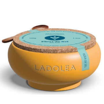Premium Sea Salt in Handmade Ceramic Bowl.  30g of premium sea salt served in a handmade ceramic bowl.
