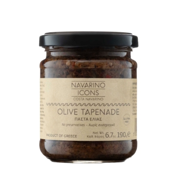 Ταπενάδα Ελιάς Navarino Icons – Ελιές Καλαμών & Πράσινες με έξτρα παρθένο ελαιόλαδο | Παραδοσιακή Μεσσηνιακή Συνταγή, Ελληνικό Άλειμμα Χωρίς Γλουτένη, 190γρ
