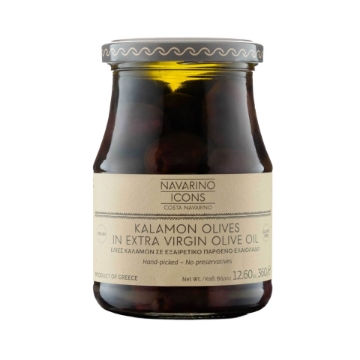 Ελιές Καλαμών Navarino Icons σε εξαιρετικό παρθένο ελαιόλαδο, 360 γρ. | Ελιές Πελοποννήσου, Vegan & χωρίς γλουτένη, γκουρμέ ορεκτικό