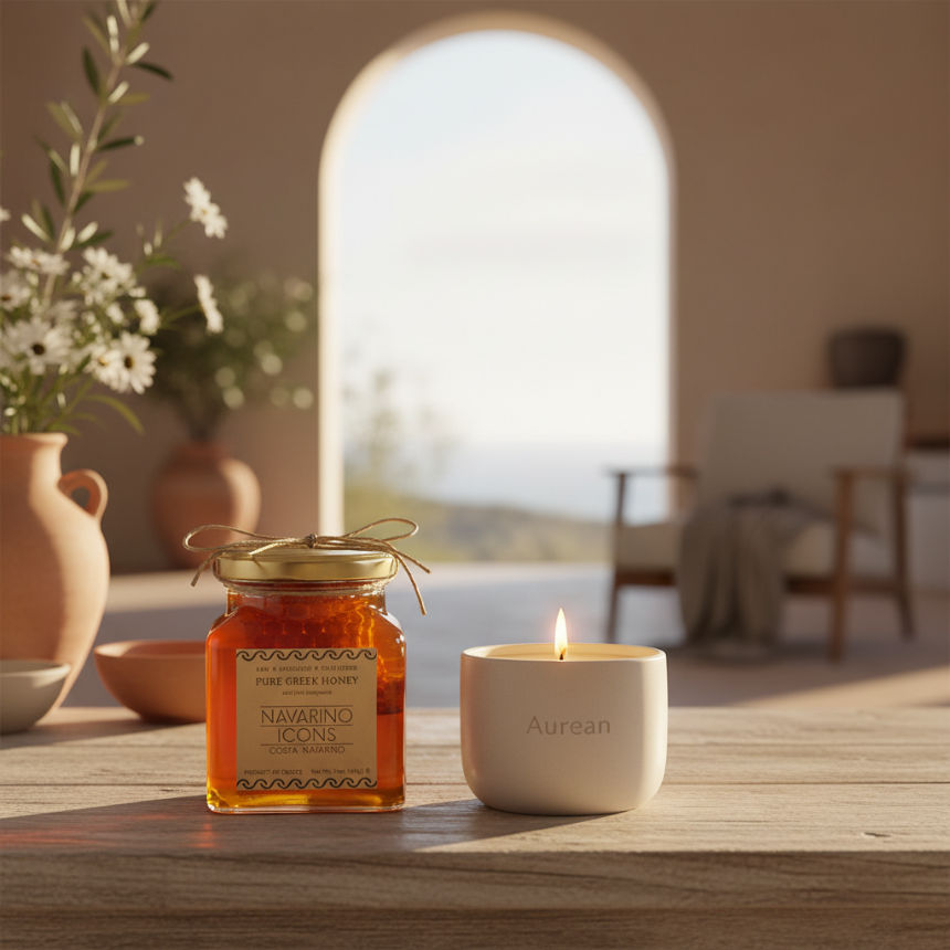 Aurean Luxury Scented Candle: Η Ουσία της Μεσογειακής Ευεξίας και της Ομορφιάς εκ των Έσω