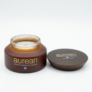 Aurean Gold Cherry Blossom Olive Wax Candle - Frosted Amber Glass 200g | Vegan, Hand-Poured in Greece with Bamboo Lid on a cl...