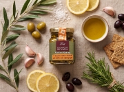 Escargot de Crete Snail Fillets in Cretan Olive Oil, Vinegar & Rosemary - 90g Jar on a clean ecommerce background
