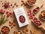 Lazaris Mandola Rose – Greek Caramelized Almonds, 200g on a clean ecommerce background