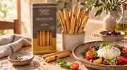 Navarino Icons Sourdough Breadsticks with Kalamon Olive, 130g on a clean ecommerce background